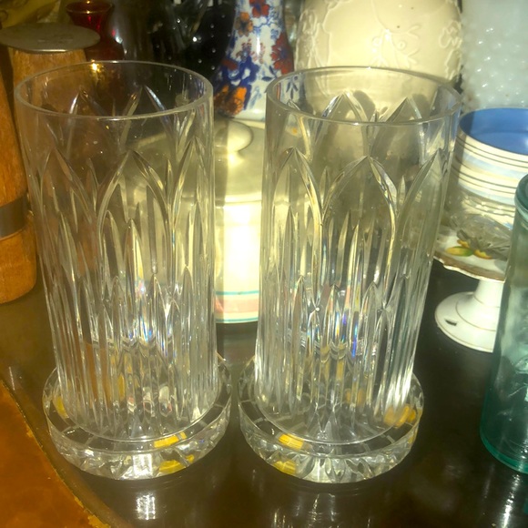 Vintage Cristal D Arques France Hurricance Candle Holder With Underplate set